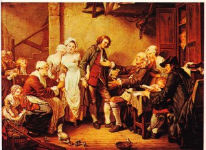 Greuze'ün Köyün Yavuklusu 1761 adlı tablosu