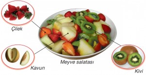 meyve salatası içindeki elementler