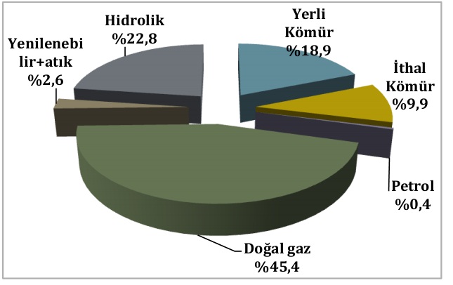 türkiye elektrik üretimi payları
