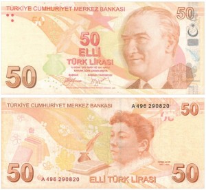 50 tl ön ve arka yüzü