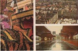 Altta, solda: Menton 'da limon şenliği. Ortada, sağda: Arras 'ta Heros alanındaki pazar yeri. XVII. ve XVIII. yy'dan kalma, Flaman üslubundaki evler, 1914 bombardımanlarından sonra eskiye uygun olarak onarıldı. Altta,sağda: Orleans 'da Marche alanındaki, XVI. yy'dan kalma eski evler ve modem hal binası. 