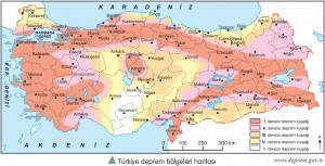 Türkiye deprem bölgeleri haritası