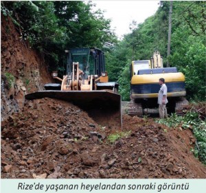 rizede oluşan heyelan görüntüsü
