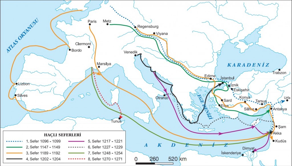haçlı seferleri yolları