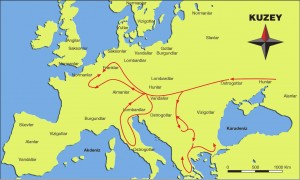 hunların sebep olduğu kavimler göçü haritası