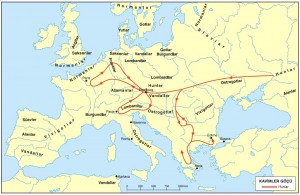 kavimler göçü haritası