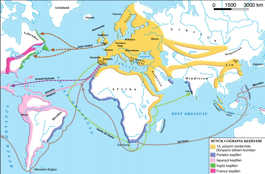 coğrafi keşiflerin yolları haritası