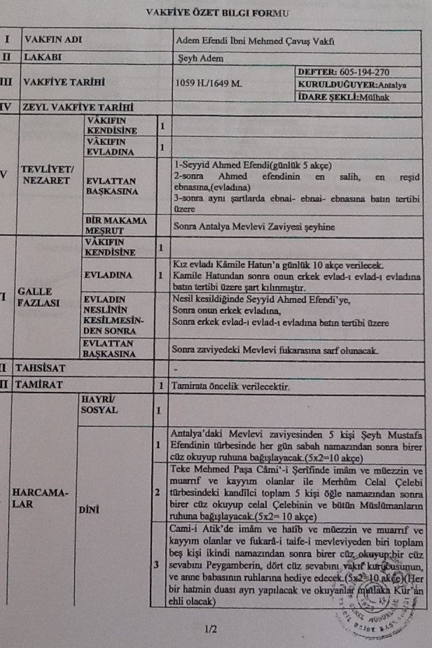 bir vakfiye örneği