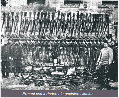 Ermeni çetelerinden ele geçirilen silahlar