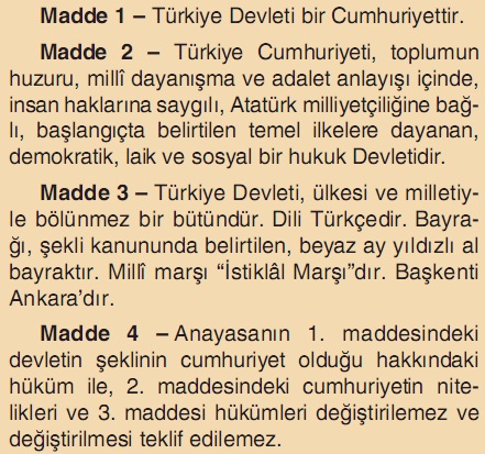 anayasanın değiştirilemez maddeleri