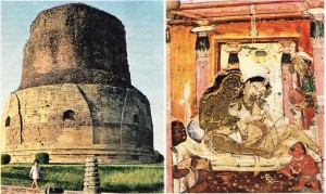 Ajanta mağaralarındaki Buddha'yla ilgili efsanelerin anlatıldığı duvar resimi