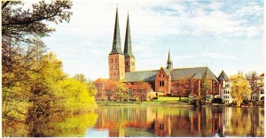 Hansa Birliğinin eski merkezi olan Lübeck'ten bir görünüş