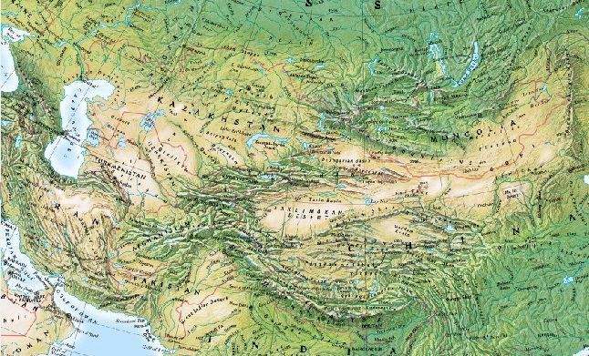 Orta Asya fiziki haritası