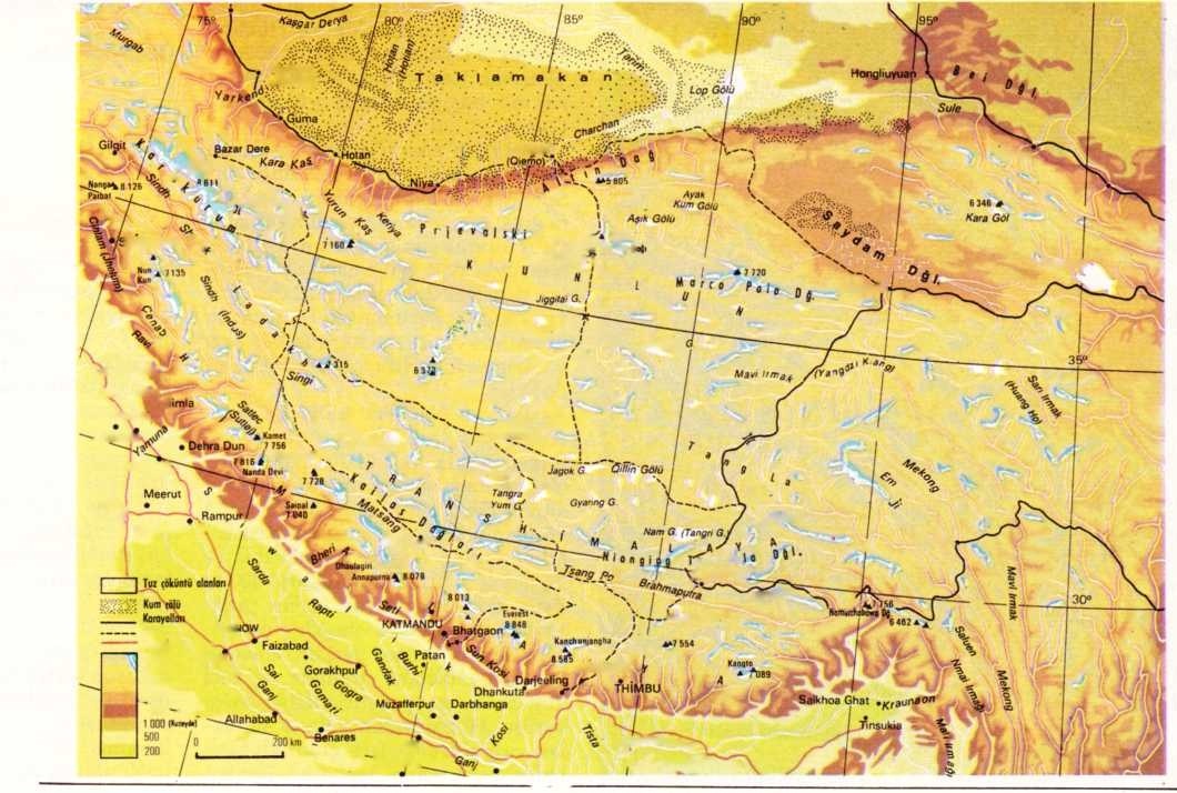 Карта вершин гималаев. Памир Тибет Гималаи на карте. Гималаи карта географическая.