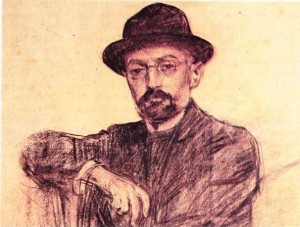 Ramon Casas'ın füzenle yaptığı,Miguel de Unamuno’nun portresi