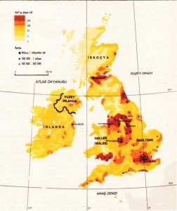İngiltere Nüfus yoğunluğu haritası