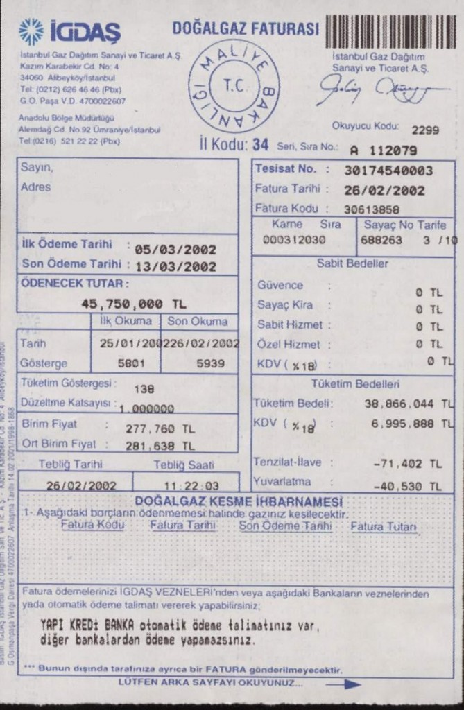 dogalgaz faturası vergi kesintileri