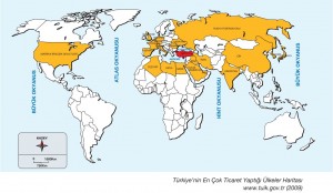 Türkiyenin ticaret yaptığı ülkeler haritası