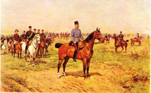 Polonyalı ressam Ajdukiewicz’in, Franz Joseph I’i Avusturya - Macaristan ordularının bir manevrası sırasında gösteren tablosu.