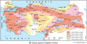 Türkiye deprem bölgeleri haritası