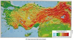 Türkiye kabartma fiziki haritası fotoğrafı