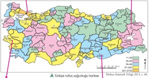 Türkiye nüfus yoğunluğu haritası