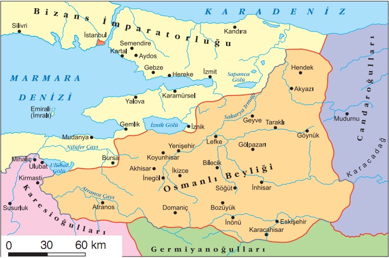 Osmanlı beyliği kuruluş dönemi haritası