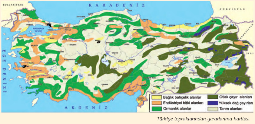 Türkiye topraklarından yararlanma haritası